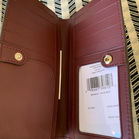 New Kate spade Cameron bifold wallet cherrywood - Picture 5 of 7